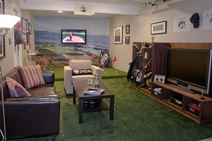 small golf themed man cave