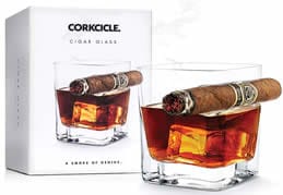 whiskey glass with cigar rest
