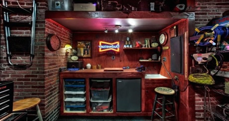 small man cave garage bar