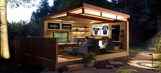modern man cave shed