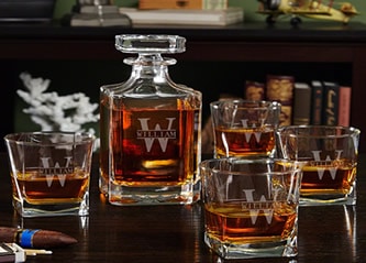 personalized whiskey decanter and glasses