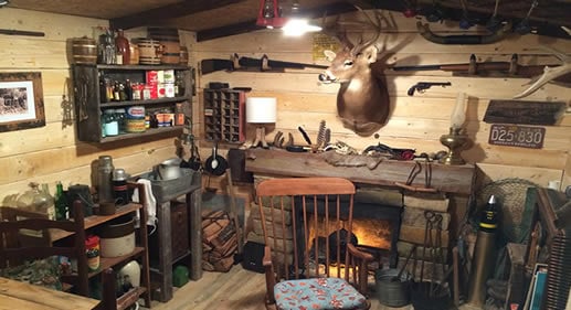 small rustic man cave shed