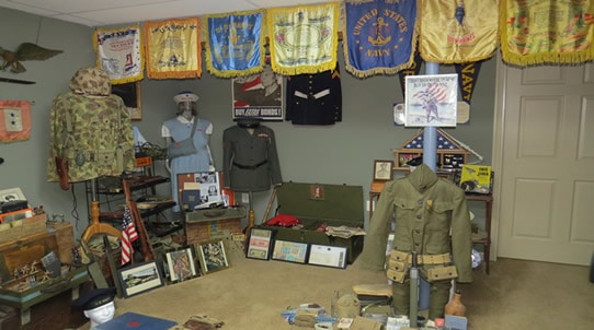 Military outfits and decor for man cave