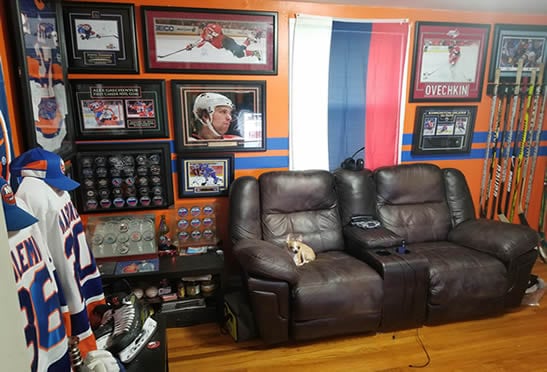 Ice hockey wall of fame man cave