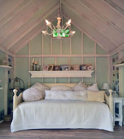 Rustic she shed bedroom